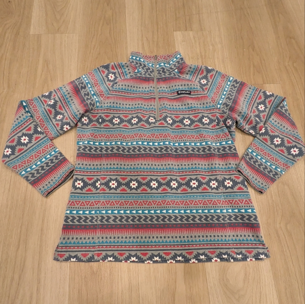 Ariat Real Aztec Patterned Half Zip Pullover Size L